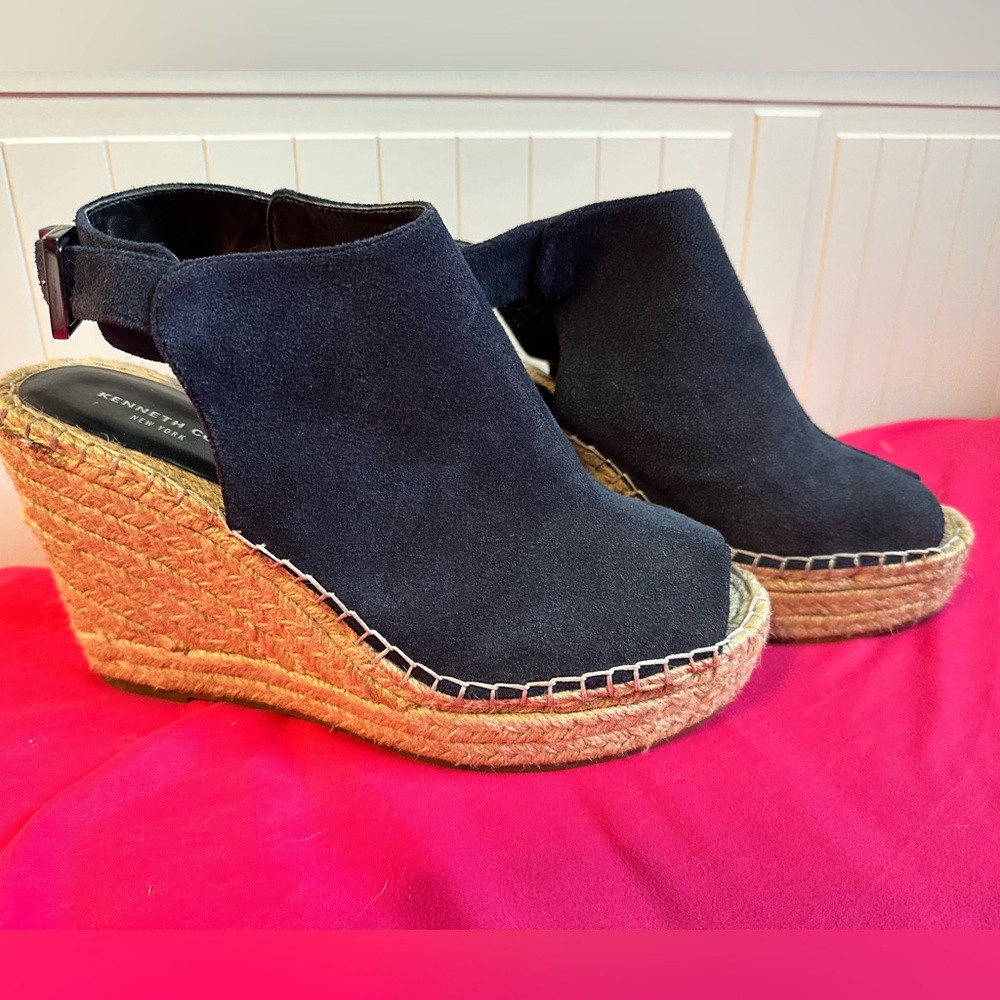 Kenneth Cole Navy Odette suede espadrille platform sandal